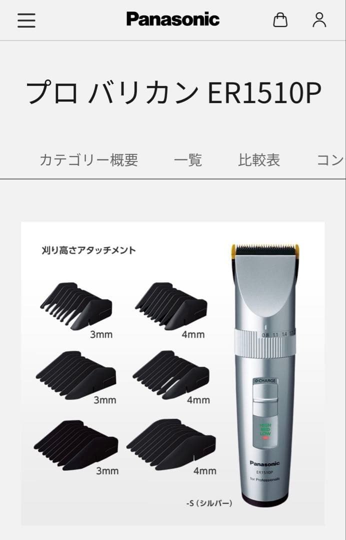 パナソニック プロバリカン ER1510P-S 新品替刃付き