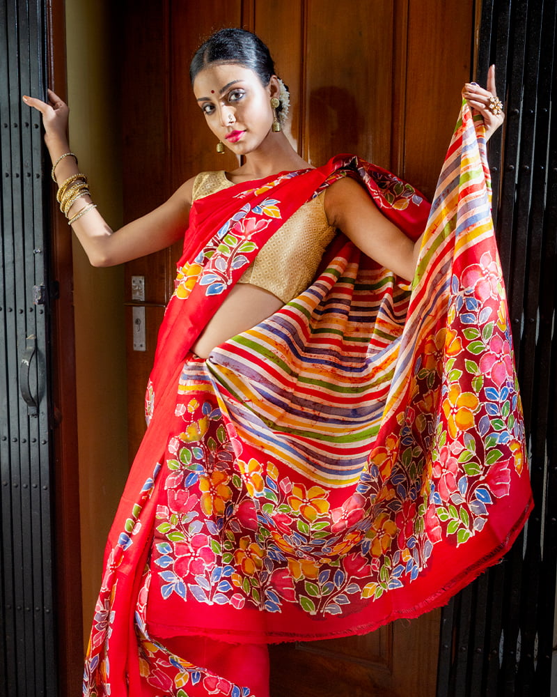 Amore Red Floral Saree