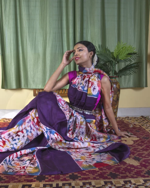 batik print saree, Murshidabad Silk Saree By Nakshipar