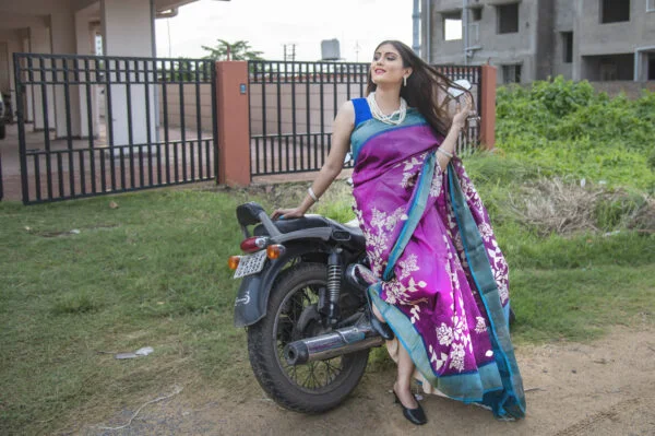 blue violet saree