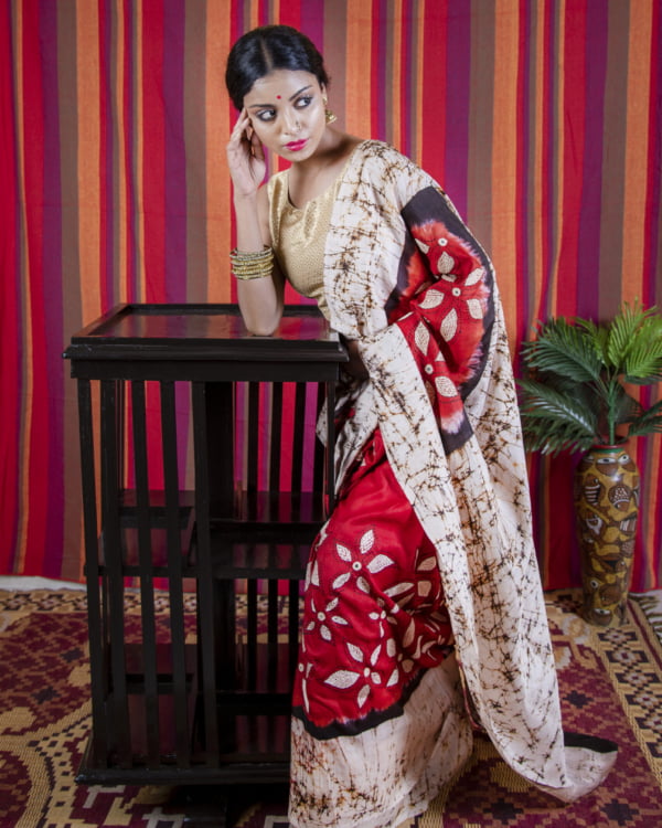 red Silk saree