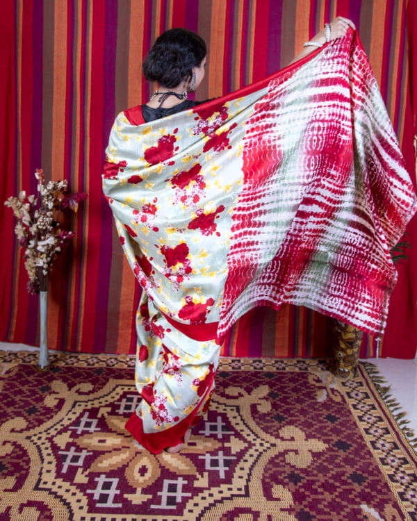 Red saree, Murshidabad Silk