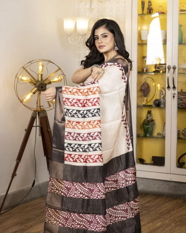 Nakshipar Zari Border Tussar Saree