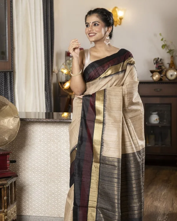 Zari Pallu Tussar Saree By Nakshipar