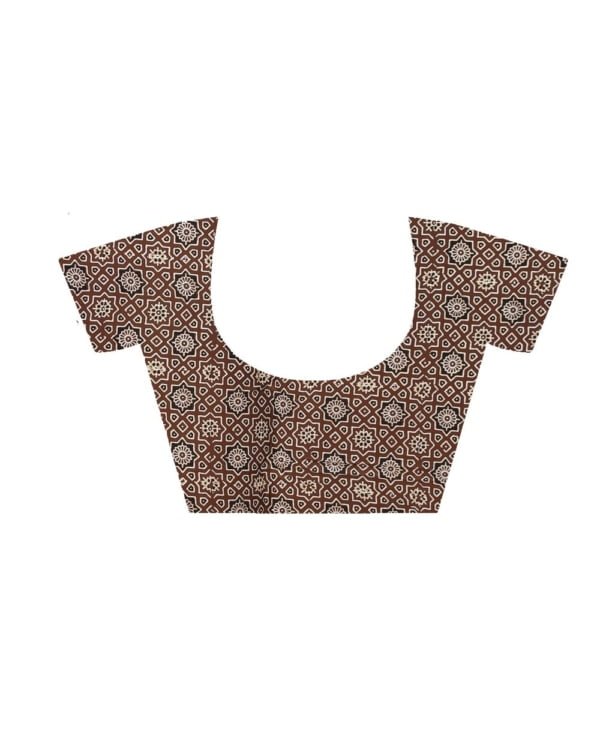 Printed Chocolate Color Modal Silk Saree