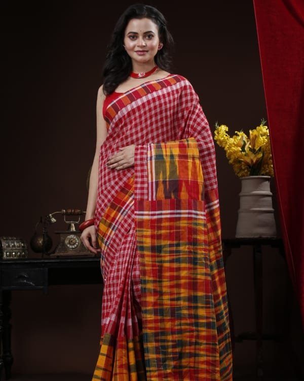 Cotton Gamcha Applique Saree