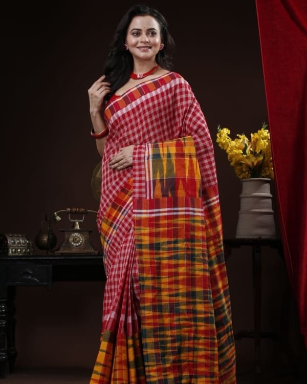 Cotton Gamcha Applique Saree