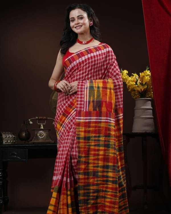 Cotton Gamcha Applique Saree