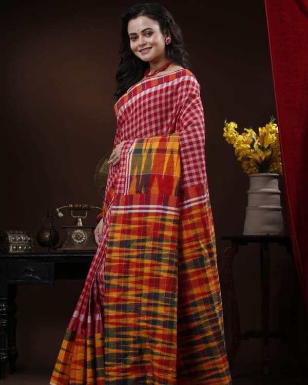Cotton Gamcha Applique Saree