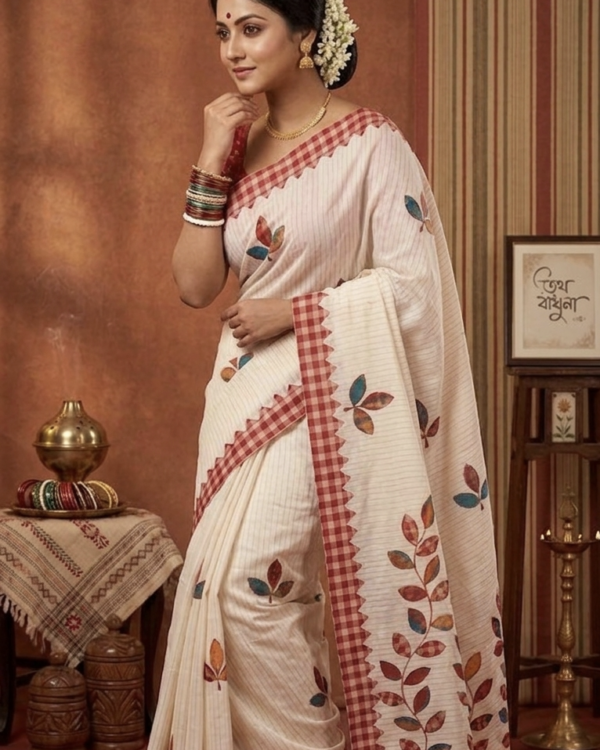 Cotton Gamcha Temple Saree
