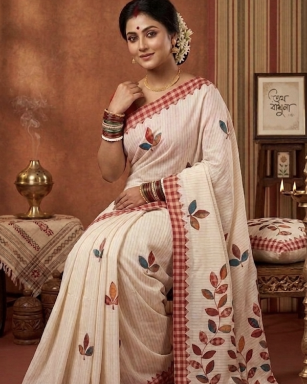 Cotton Gamcha Temple Saree