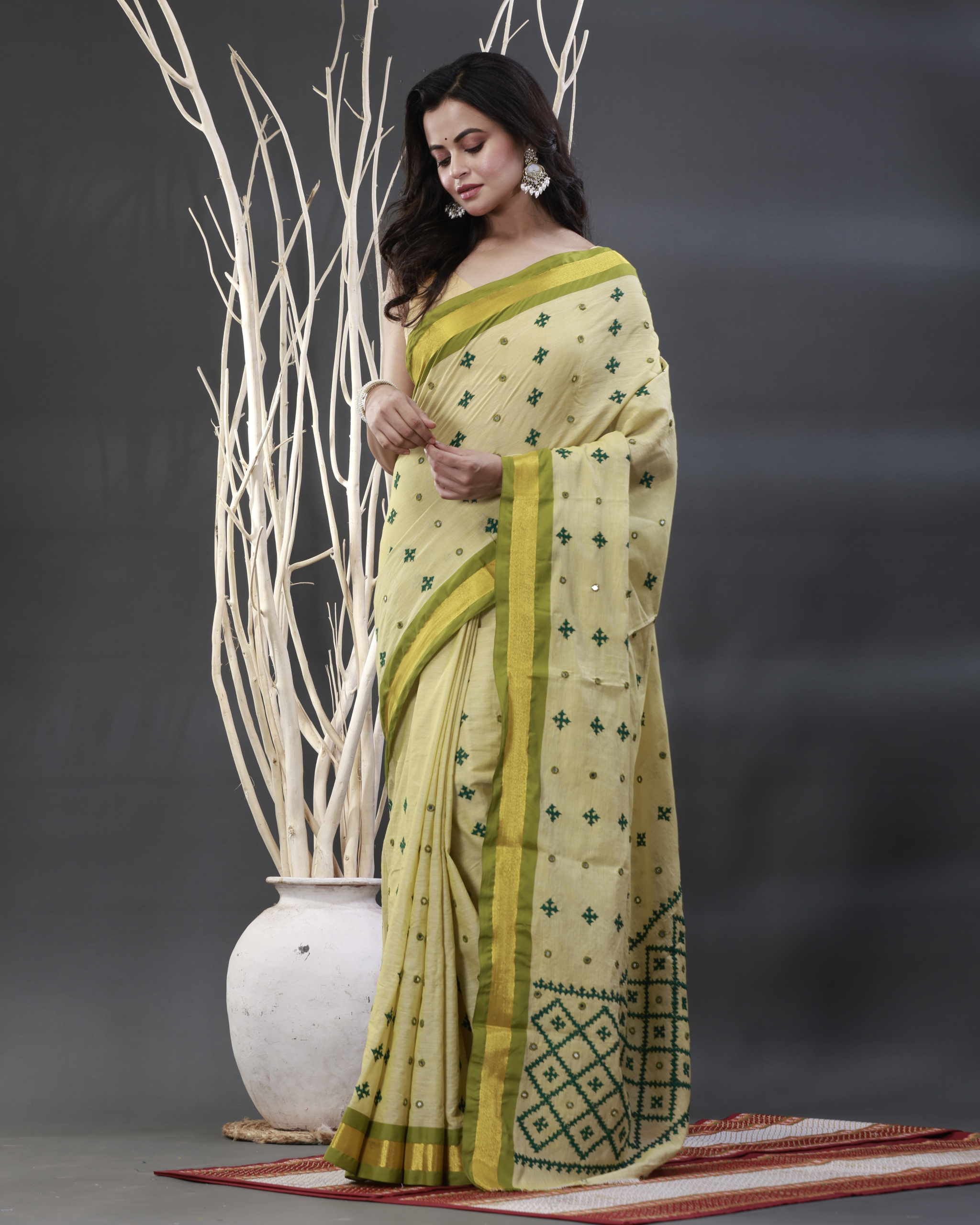 Cotton Embroidery Saree