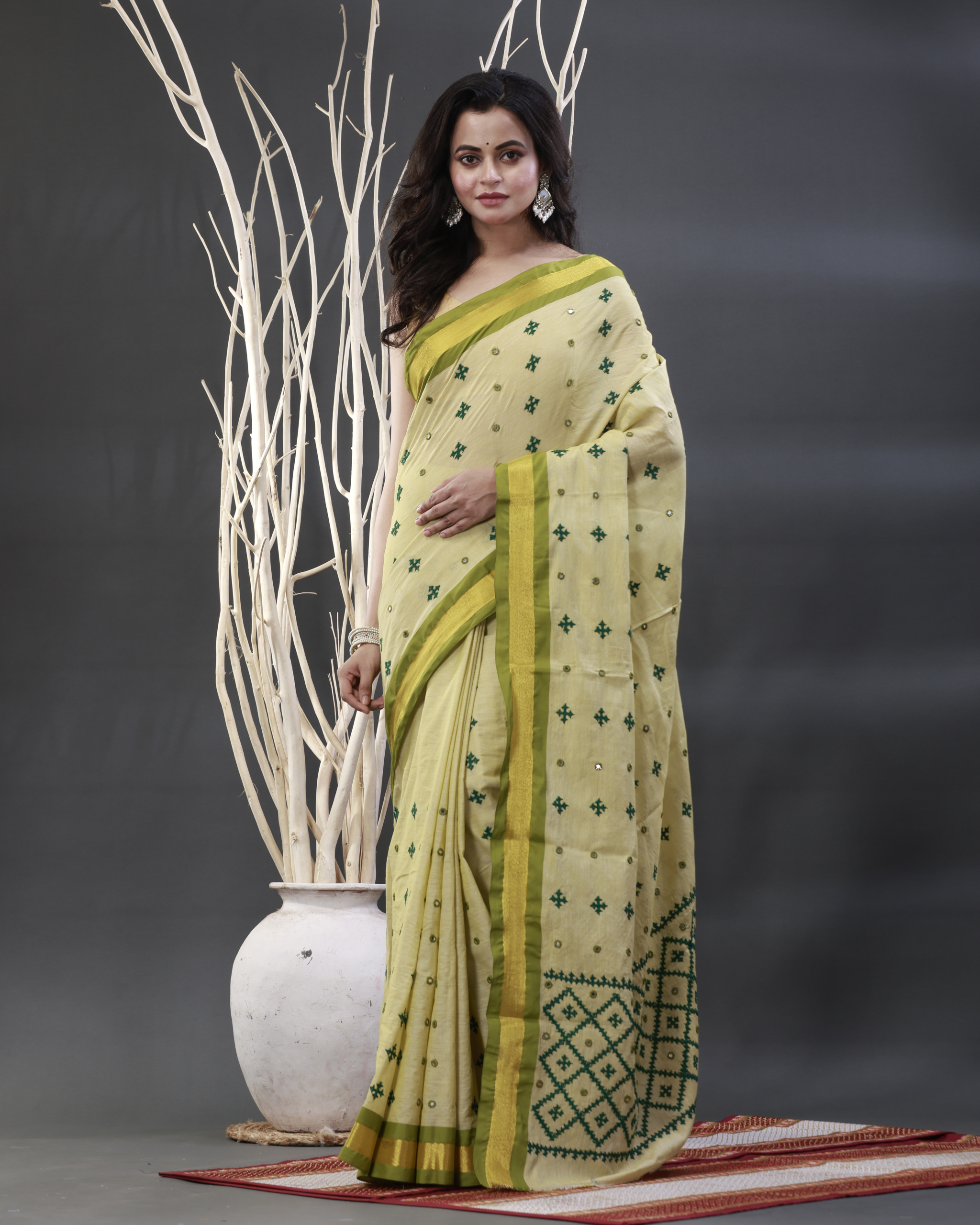 Cotton Embroidery Saree
