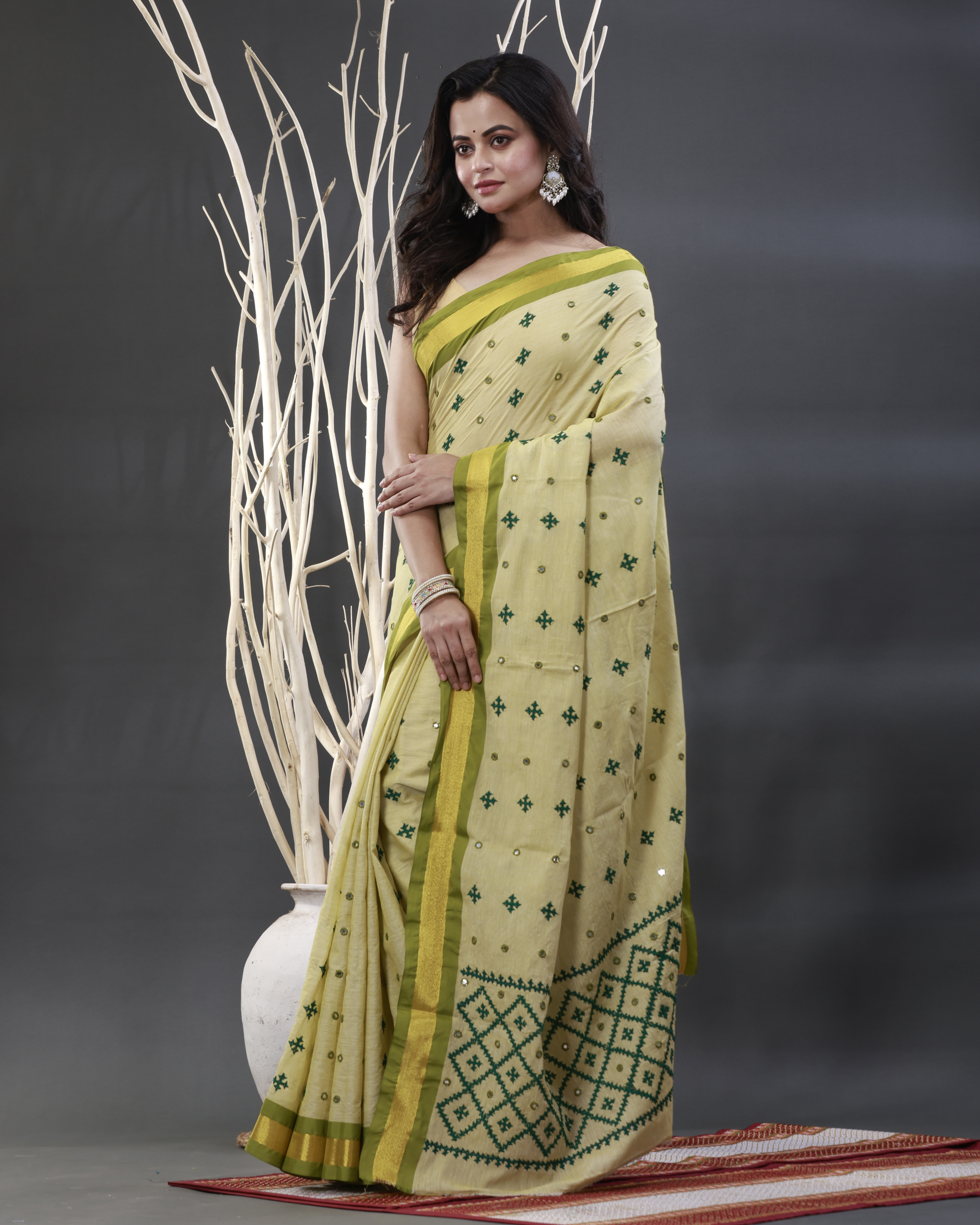 Cotton Embroidery Saree