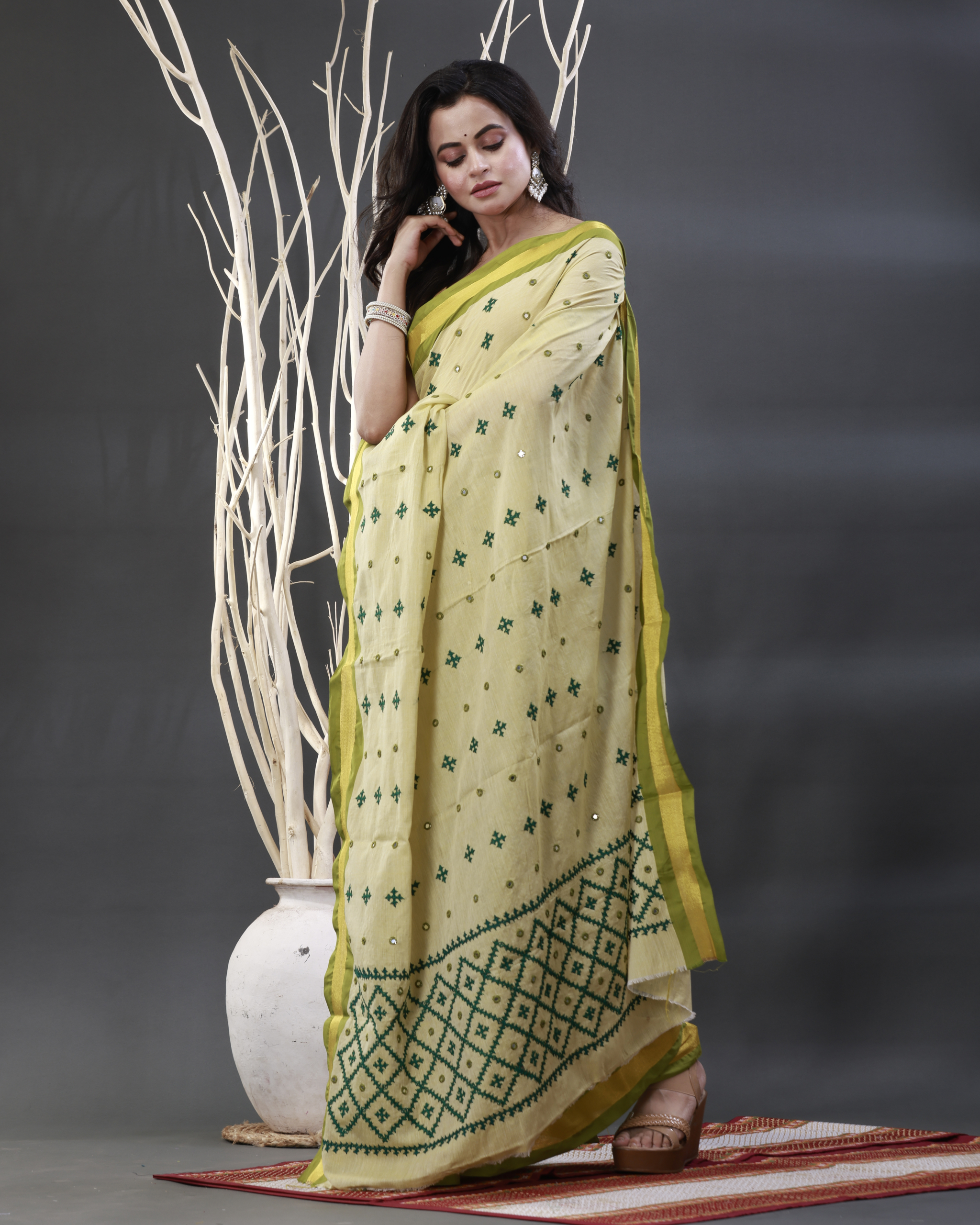 Cotton Embroidery Saree