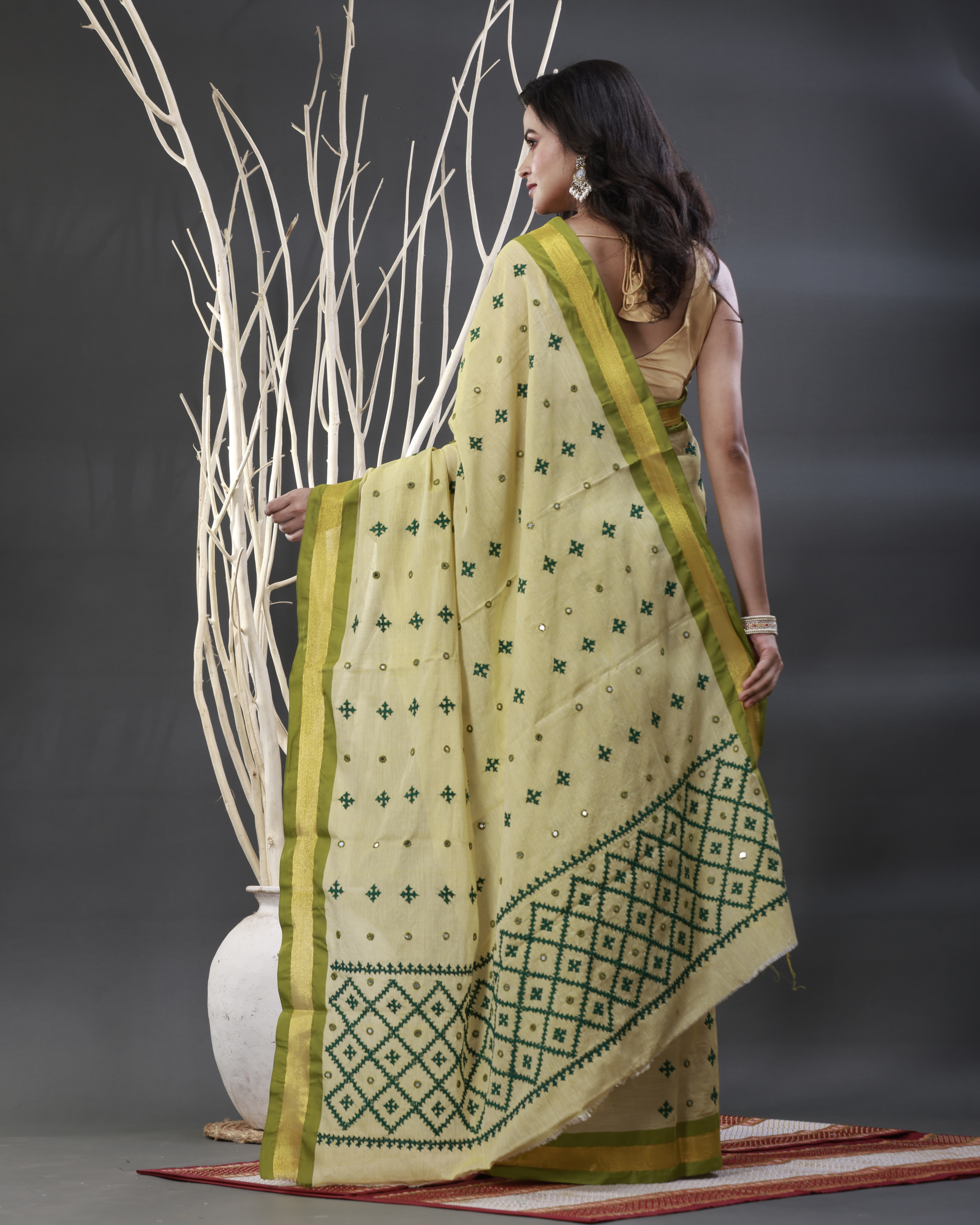 Cotton Embroidery Saree