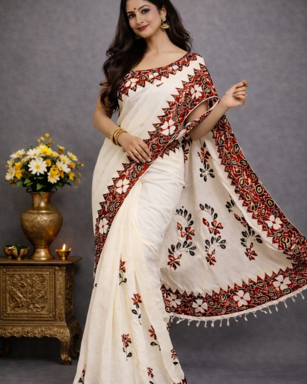 Cotton Floral Apllique Saree