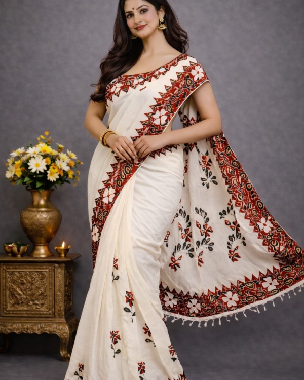 Cotton Floral Apllique Saree