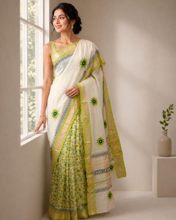 Cotton Printed and Embroidery Saree