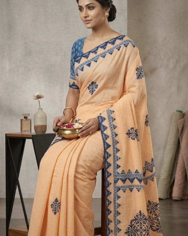 Cotton Temple Applique Saree