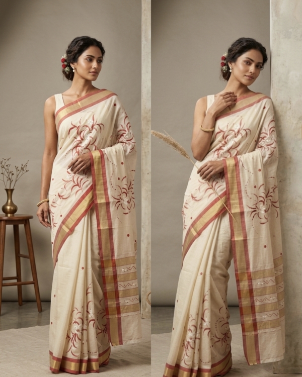 Cotton Hand Painted Saree