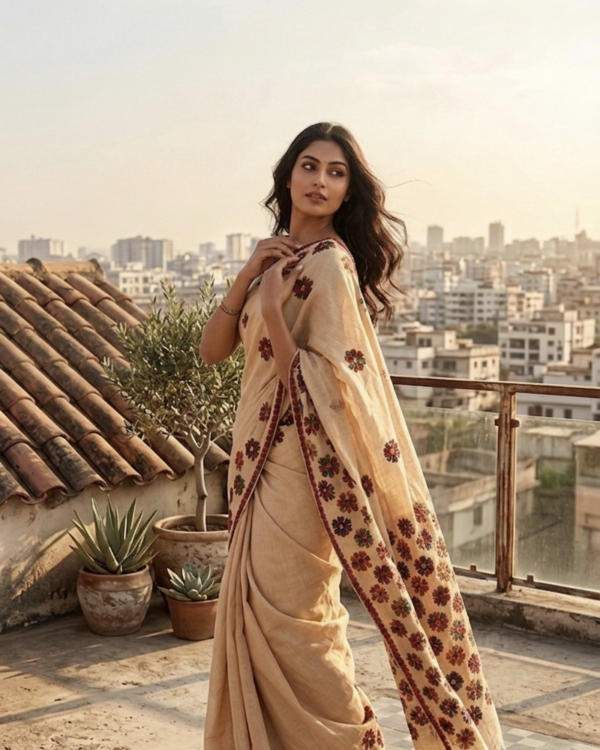 Cotton Floral Applique Saree