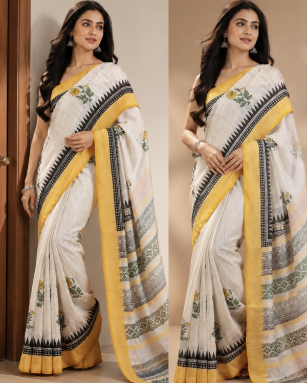 Bhagalpur Cotton Block Print Saree